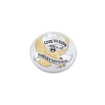 【29328-99】ハーレー純正　エアクリーナー・トリムキット  “LIVE TO RIDE”・コレクション／ゴールド<br>Live To Ride Gold Air Cleaner Trim／EVOダイナ／TCソフテイル／TCツーリング&トライク／ダイナ／