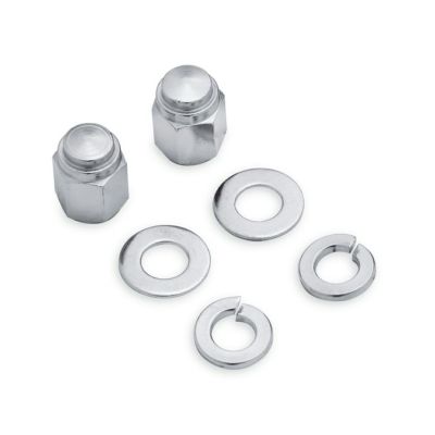 【45813-03】ハーレー純正　フォークアクスルリテイナーナットキット／クローム <br>Chrome Fork Axle Retainer Nut Kit