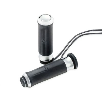 【56100268】ハーレー純正　ヒーテッド・ハンドグリップ・コレクション　コントゥア<br>Contoured Chrome and Rubber Heated Hand Grips／EVOダイナ／TCソフテイル／スポーツスター／ダイナ／