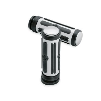 【56263-08】ハーレー純正　クローム＆ラバー・ハンドグリップ　ラージ<br>Chrome and Rubber Hand Grips／EVOダイナ／M8ソフテイル／TCソフテイル／TCツーリング&トライク／