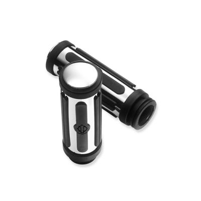【56263-96A】ハーレー純正　クローム＆ラバー・ハンドグリップ　ラージ<br>Chrome and Rubber Hand Grips／EVOダイナ／TCソフテイル／スポーツスター／ダイナ／