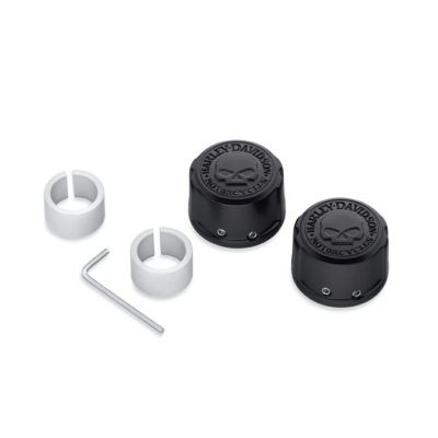【43000096】ハーレー純正　フロントアクスルナットカバー<br>Willie G Skull Front Axle Nut Covers／M8ソフテイル／TCソフテイル