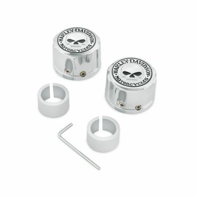 【43163-08A】ハーレー純正　フロントアクスルナットカバー<br>Willie G Skull Front Axle Nut Covers／M8ソフテイル／TCソフテイル
