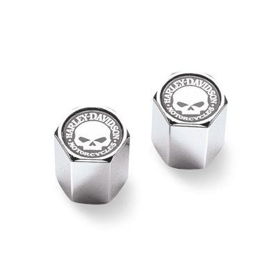 【41171-03】ハーレー純正　クローム・ABSバルブステムキャップ<br>Skull Chrome-Plated ABS Valve Stem Caps／EVOダイナ／ストリート／スポーツスター／ダイナ／