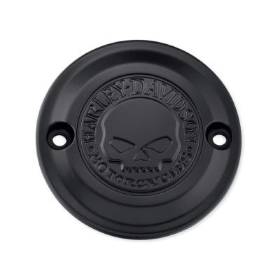 【25600085】ハーレー純正　ウィリーG.・スカル・コレクション／ブラック タイマーカバー<br>Willie G Skull Timer Cover／M8ソフテイル／M8ツーリング&トライク