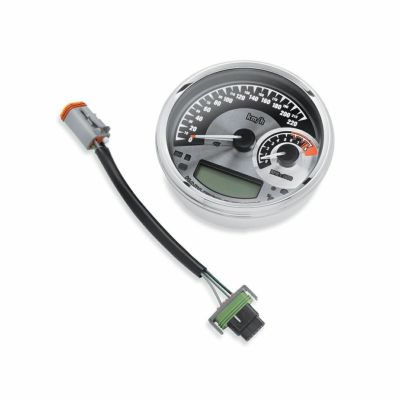 【70900071A】ハーレー純正　コンビネーション スピードメータ＆タコメータ スパンアルミニウム<br>5 in. Combination Analog SpeedometerTachometer Kilometershr- Spun Aluminum Dial／EVOツーリング／TCソフテイ
