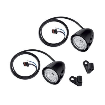 【67800977】ハーレー純正　LEDブレットターンシグナルキット／ブラック<br>LED Bullet Turn Signal Kit - Front／M8ソフテイル