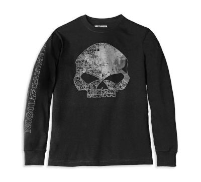 HARLEY-DAVIDSON 純正（ハーレーダビッドソン）メンズ ミルウォーキーマップ スカル ロングスリーブ グラフィック Tシャツ_96065-22VM