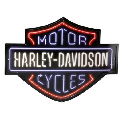 【ハーレー純正】HDL-15536_ハーレーダビッドソン エンボスブリキティンサインネオンルックバー＆シールドロゴ