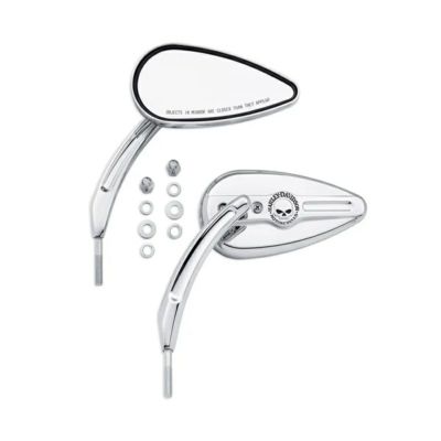【 56000394 】ハーレー純正　ウィリーGスカルティアドロップミラー/クローム<br>Willie G Skull Teardrop Mirrors